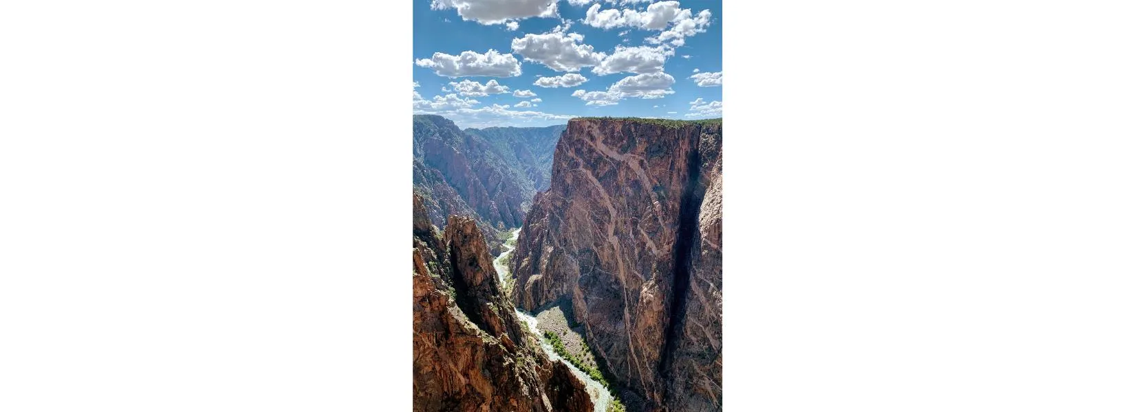 Dramatic view of Black Canyon's extreme depth and narrow walls